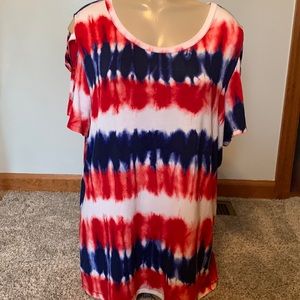 Rock & Republic Red White & Blue Cold Shoulder Top